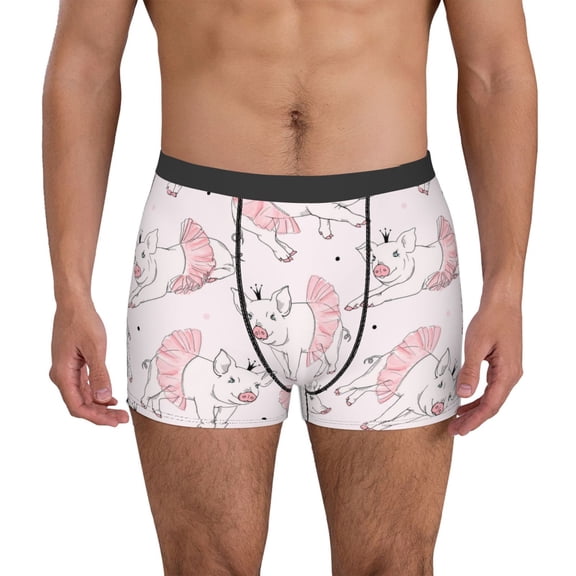 Xecao Cute Piggy Ballerina Print Men's Underwear Boxer Briefs Pack - Your ComfortSoft, Moisture-Wicking, and Breathable Choice for Men's Underwear-XX-Large