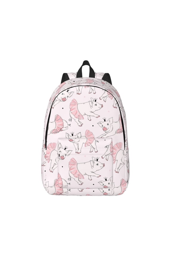 Cute Piggy Ballerina for Canvas College Laptop Backpack, Durable Rucksack Travel Notebook Bag School Backpack Book Bag for Men Women