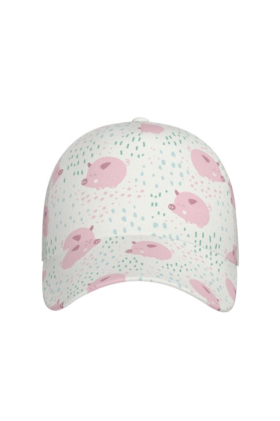 Cute Pigs for Baseball Cap: Unisex, crafted from classic polyester twill fabric, featuring a soft unconstructed design