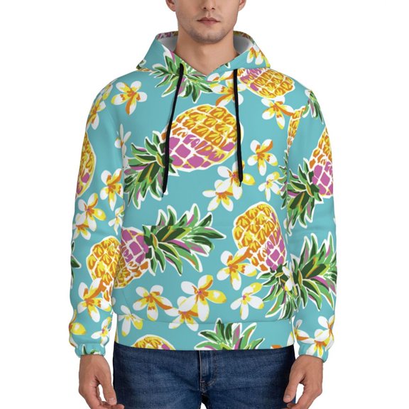 Xecao Cute Pineapples Pattern Men's Adult Pullover Hoodie,Hooded Sweatshirt-Small
