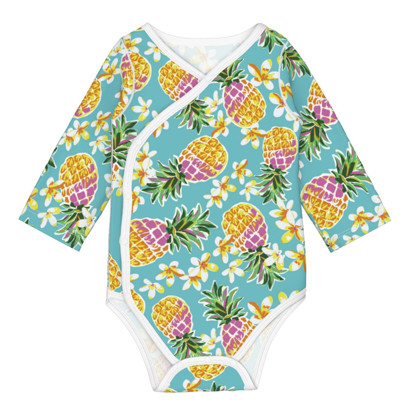 Xecao Cute Pineapples Print Baby unisex-baby Cotton Long-sleeve Bodysuits-3 Months
