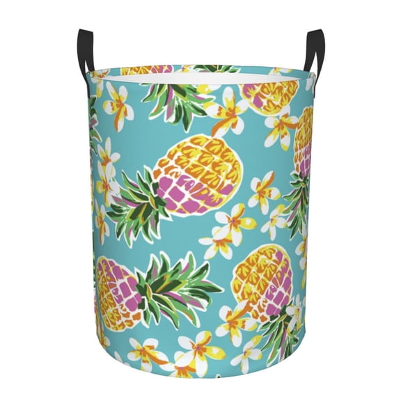 Xecao Cute Pineapples Print Laundry Hamper Basket,designed for Blanket Storage and Nursery Clothes in the Bedroom