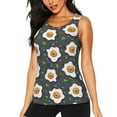 thumbnail image 1 of Xecao Cute Poached Eggs print women's scoop neck, loose-fit workout tank tops for the gym., 1 of 9