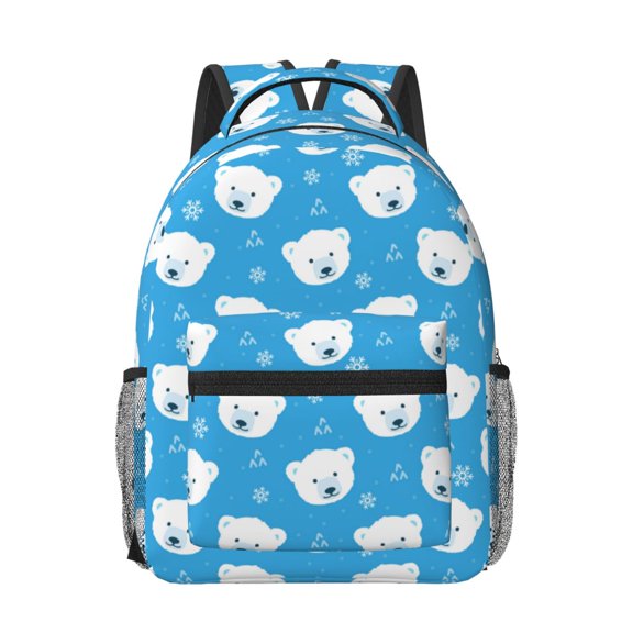Xecao Cute Polar Bear Print Casual Backpack: A Computer Backpack Ideal for Men and Women, Perfect for College, School, or Daily Travels-One Size