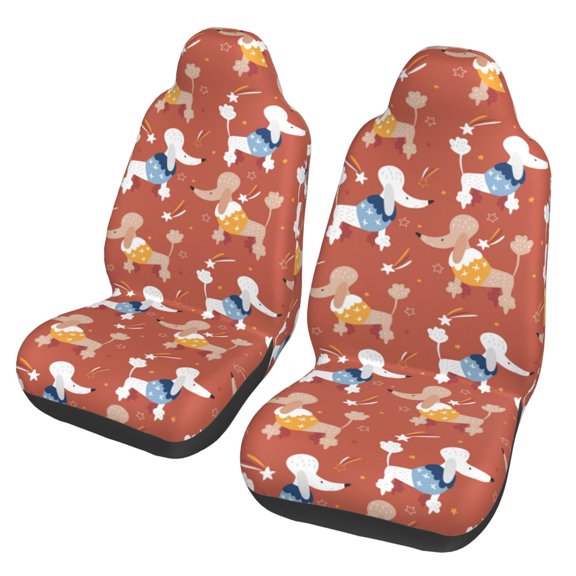 Xecao Cute Poodle Dog Print Car Seat Cover in That Fits Most Cars, Vans, SUVs, and Trucks.
