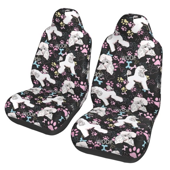 Xecao Cute Poodle Dog Print Car Seat Cover in That Fits Most Cars, Vans, SUVs, and Trucks.