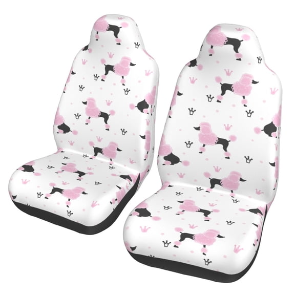 Xecao Cute Poodle Dog Print Car Seat Cover in That Fits Most Cars, Vans, SUVs, and Trucks.