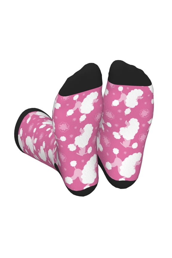 Cute Poodle Dog Print Crew Socks for Men and Women, Men's Soft Moisture-wicking Sock