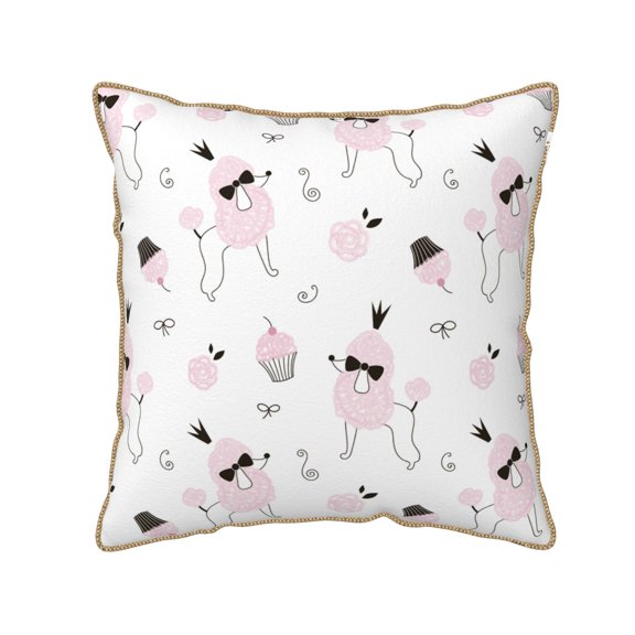 Xecao Cute Poodle Dog Print Soft Velvet Decorative Throw Pillow Covers, Square Cushion Cases for Bed, Sofa, Living Room, Car, and Indoor Outdoor Use-16"x16"