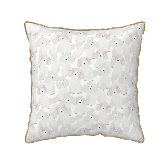 Xecao Cute Poodle Dog Print Soft Velvet Decorative Throw Pillow Covers, Square Cushion Cases for Bed, Sofa, Living Room, Car, and Indoor Outdoor Use-18"x18"