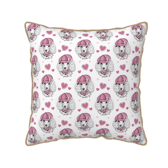 Xecao Cute Poodle Dog Print Soft Velvet Decorative Throw Pillow Covers, Square Cushion Cases for Bed, Sofa, Living Room, Car, and Indoor Outdoor Use-20"x20"