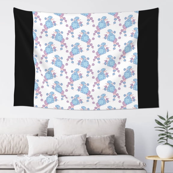 Xecao Cute Poodle Dog Print Tapestry, Wall Hanging Room Funny Decor, Backdrop Room Decor for Bedroom Living Room dormitory