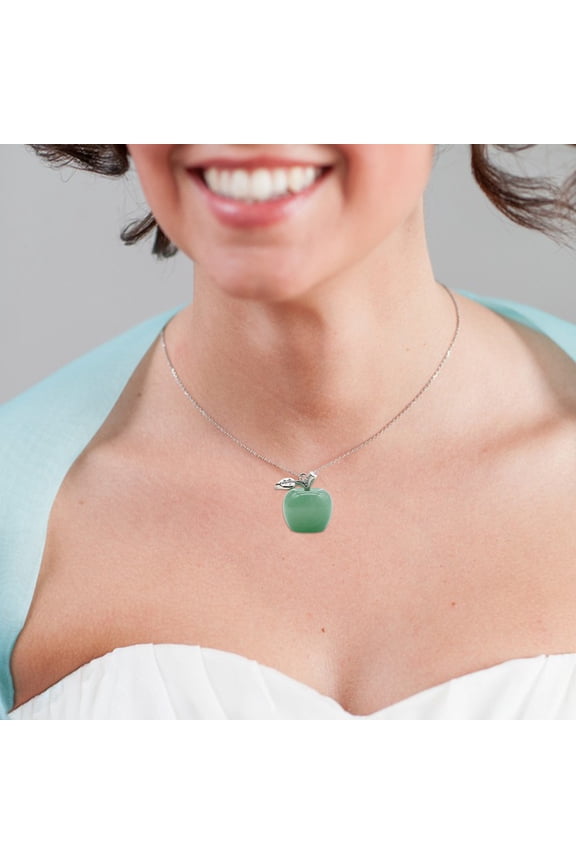 Natural Stone Apple Pendant, Healing Crystal Jewelry Necklace for Daily Wear, Spiritual Gift for Birthday Valentine’s Christmas Anniversary