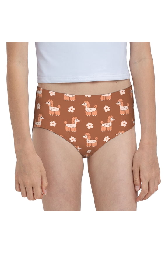 Cute Poodle Dog Print Toddler Girls' Underwear, Organic Cotton, Tag-Free Comfort Briefs