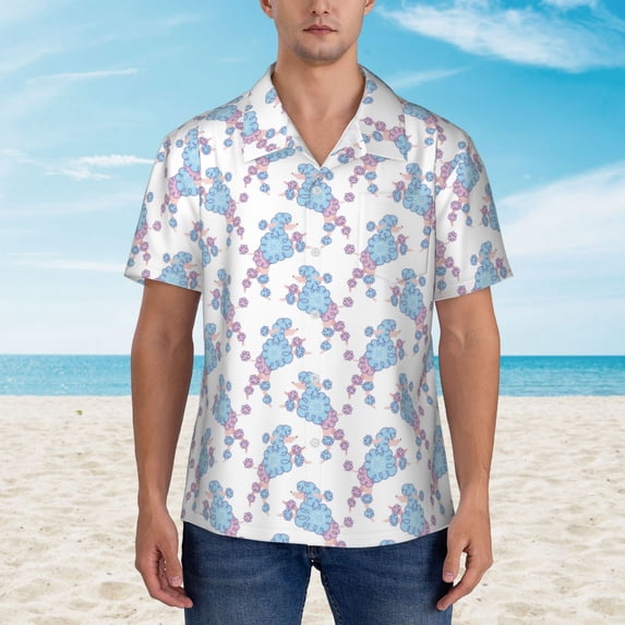 Xecao Cute Poodle Dog print Hawaiian shirt - a stylish short-sleeve button-down for men, perfect for casual beach and tropical outings.