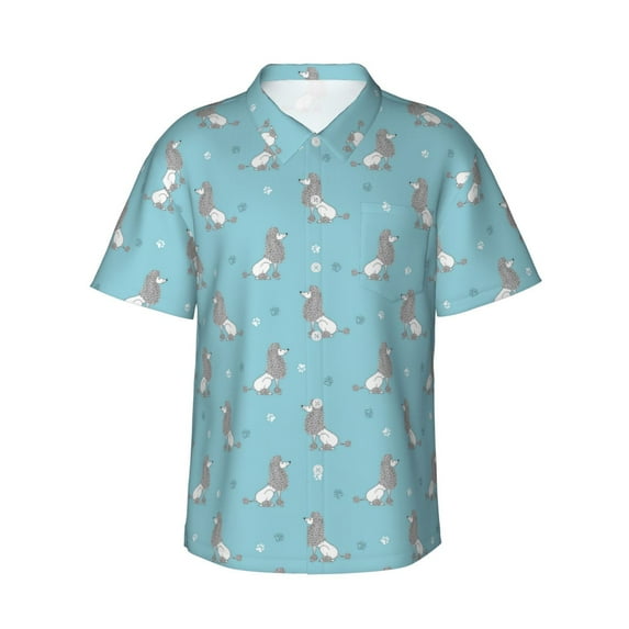 Xecao Cute Poodle Dog print Hawaiian shirt - a stylish short-sleeve button-down for men, perfect for casual beach and tropical outings.