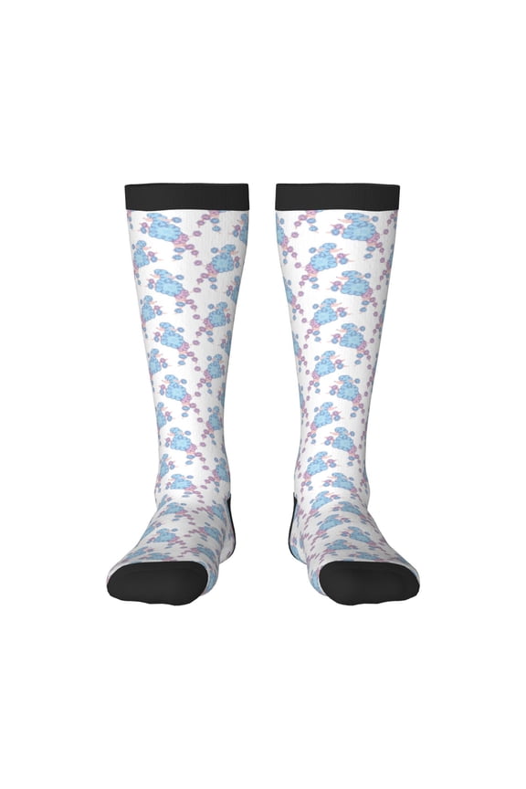Cute Poodle Dog print thigh-high socks, crafted for both men and women with a stretchy, high-opaque design perfect for daily wear