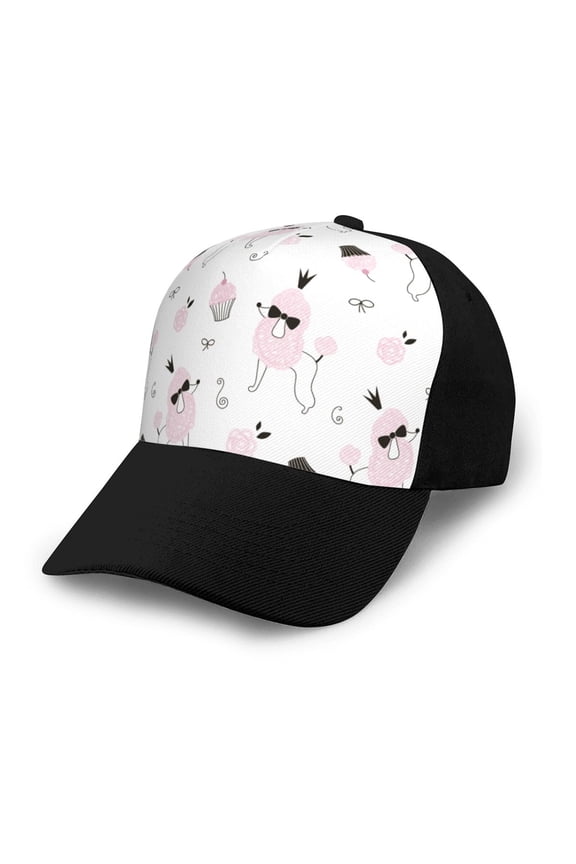 Cute Poodle Dog print unisex vintage washed baseball cap, a soft and adjustable hat perfect for any casual style.