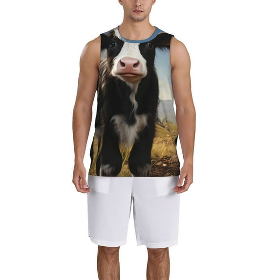 Xecao Cute Prairie Cow print basketball shirt for both men and women, a unisex basketball jersey perfect for theme parties-Large