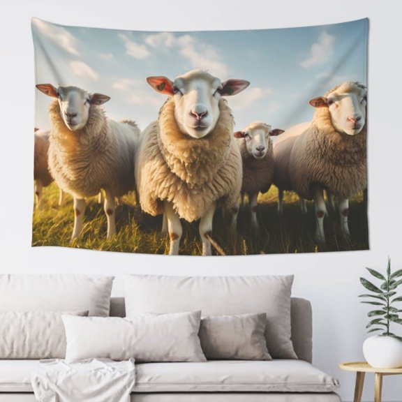Xecao Cute Prairie Sheep Herd Print Tapestry, Wall Hanging Room Funny Decor, Backdrop Room Decor for Bedroom Living Room dormitory