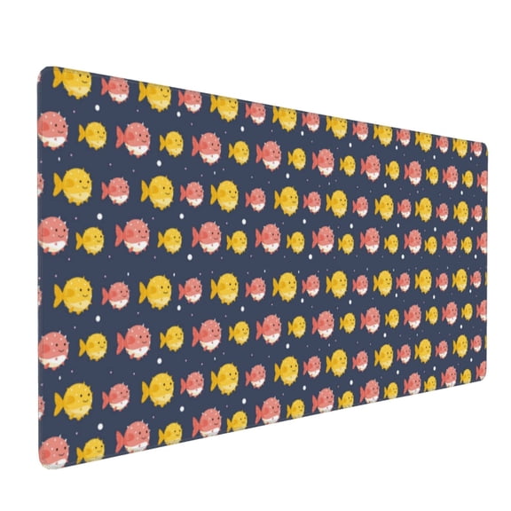 Xecao Cute Puffer Fish Print Large Mouse Pad, 16x35.5in Mousepad, Professional Non-Slip Rubber Base Big Mouse Pad, Mouse Pad for Gaming & Office Full Desk Mouse Pad
