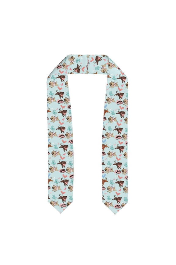 Cute Pug Dogs Print Graduation Shawl Stole Honor Stole Adult 72" Academic Commencements