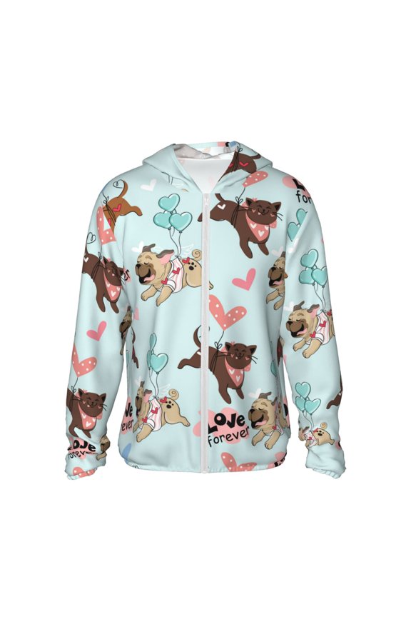 Cute Pug Dogs for Sun Shirt-A lightweight, hoodie-style long-sleeve UV protection garment designed for other outdoor activities.
