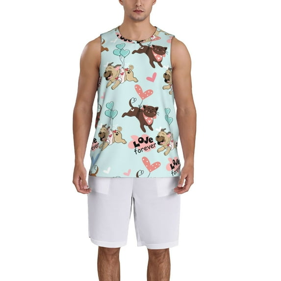 Xecao Cute Pug Dogs print basketball shirt for both men and women, a unisex basketball jersey perfect for theme parties-Small