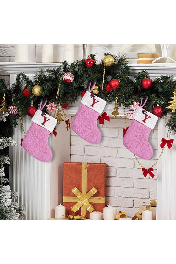 Christmas Stockings Gift Bag Knitted Hosiery Santa Embroidered Letter Candy Stocking Bag Xmas Fireplace Mantel Tree Hanging Decorations for Holiday Party