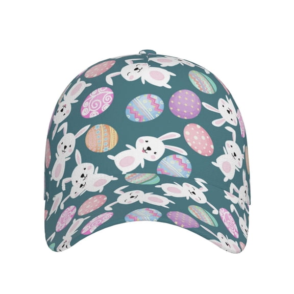 Xecao Cute Rabbit Easter for Baseball Cap: Unisex, crafted from classic polyester twill fabric, featuring a soft unconstructed design