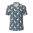 thumbnail image 1 of Xecao Cute Rabbit Floral for Mens' Casual Short Sleeve Button-Down Polo Shirts for a Classic Golf Look, 1 of 9