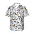 thumbnail image 1 of Xecao Cute Rabbit Hold Carrot Print Hawaiian shirt - A Stylish Short-Sleeve Button-Down for Men, Perfect for Casual Beach and Tropical Outings.,Large, 1 of 7