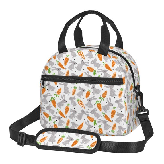 Xecao Cute Rabbit Print Insulated Lunch Box, Lunch Cags Lunch Bag Featuring An Adjustable Shoulder Strap
