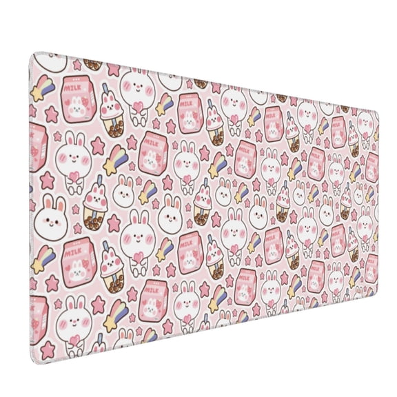 Xecao Cute Rabbit Print Large Mouse Pad, 16x35.5in Mousepad, Professional Non-Slip Rubber Base Big Mouse Pad, Mouse Pad for Gaming & Office Full Desk Mouse Pad