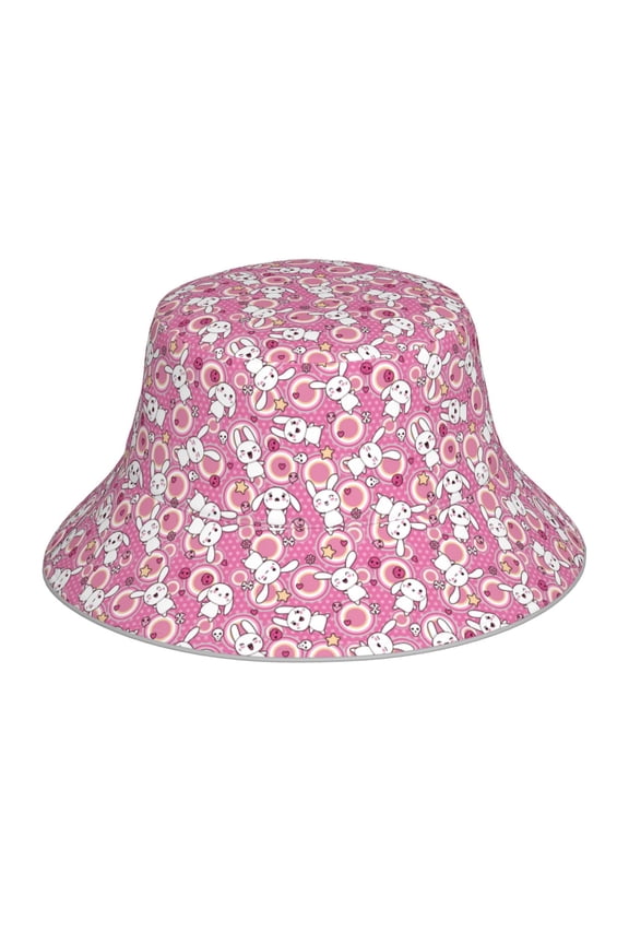 Cute Rabbit Print Men and Women Night Reflective Hat Runner Cap Visor Bucket Hat Boonie Cap