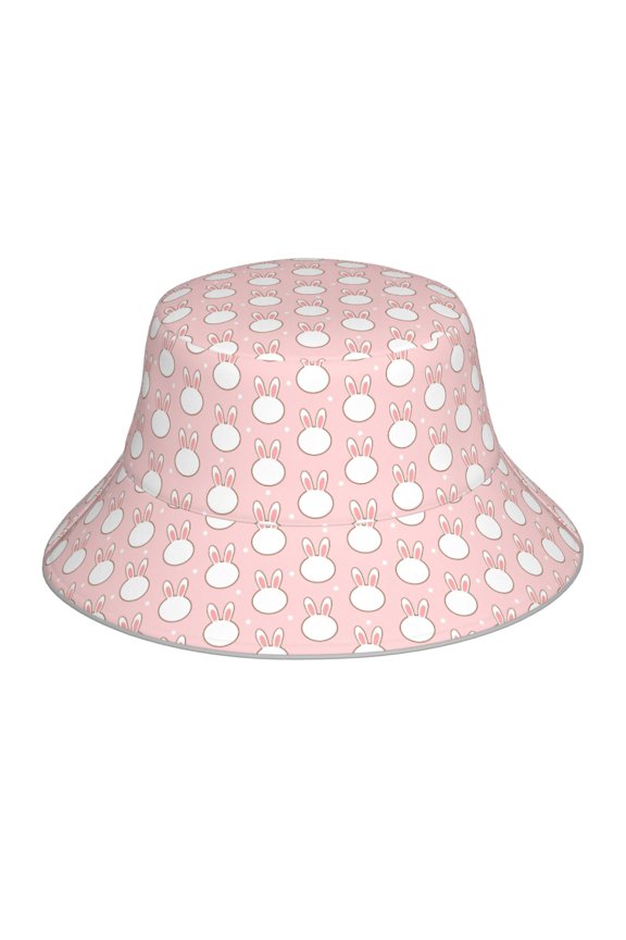 Cute Rabbit Print Men and Women Night Reflective Hat Runner Cap Visor Bucket Hat Boonie Cap