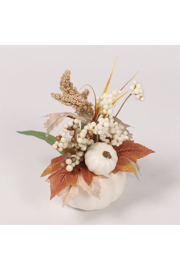 Fall Pumpkin Maple Leaf Decorations Thanksgiving Harvest Rattan Centerpiece with Foam Pumpkins and Berries Autumn Tabletop Decor for Halloween Wedding Party Home