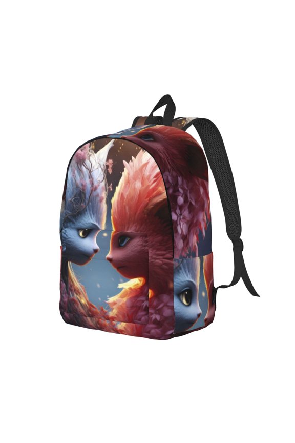 Cute Red And White Elf Canvas College Laptop Backpack, a durable rucksack designed for both men and women, ideal for travel, school, and daily use-Small