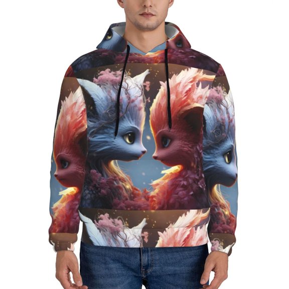 Xecao Cute Red And White Elf Pattern Men's Adult Pullover Hoodie,Hooded Sweatshirt-X-Large