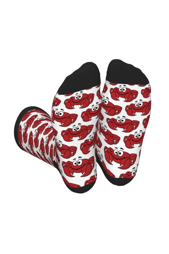 Cute Red Crab Print Crew Socks for Men and Women, Men's Soft Moisture-wicking Sock