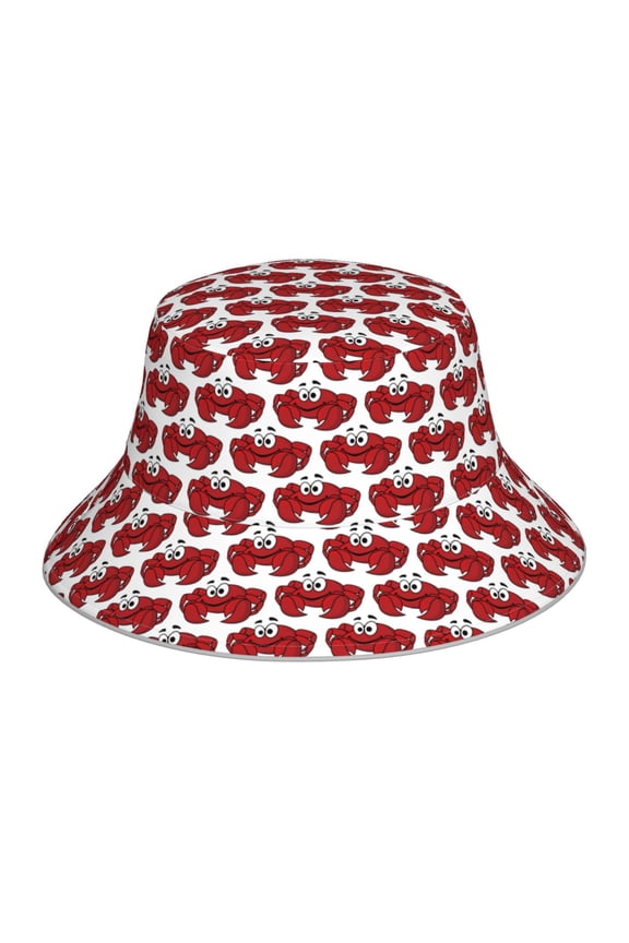 Cute Red Crab Print Men and Women Night Reflective Hat Runner Cap Visor Bucket Hat Boonie Cap
