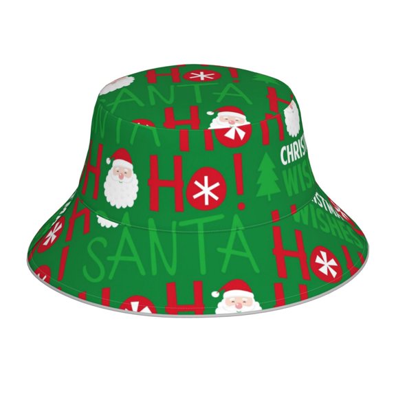 Xecao Cute Santa And Ho Ho Ho Print Men and Women Night Reflective Hat Runner Cap Visor Bucket Hat Boonie Cap