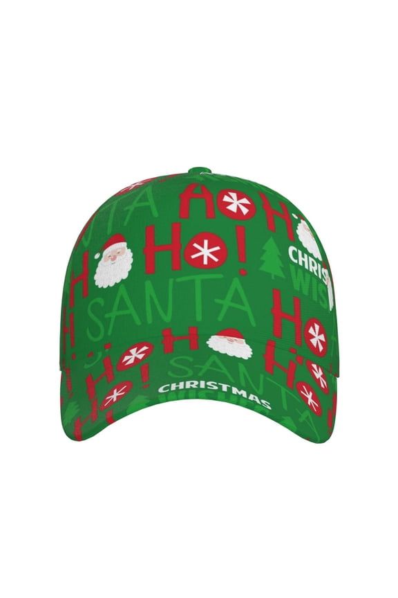 Cute Santa for Baseball Cap: Unisex, crafted from classic polyester twill fabric, featuring a soft unconstructed design