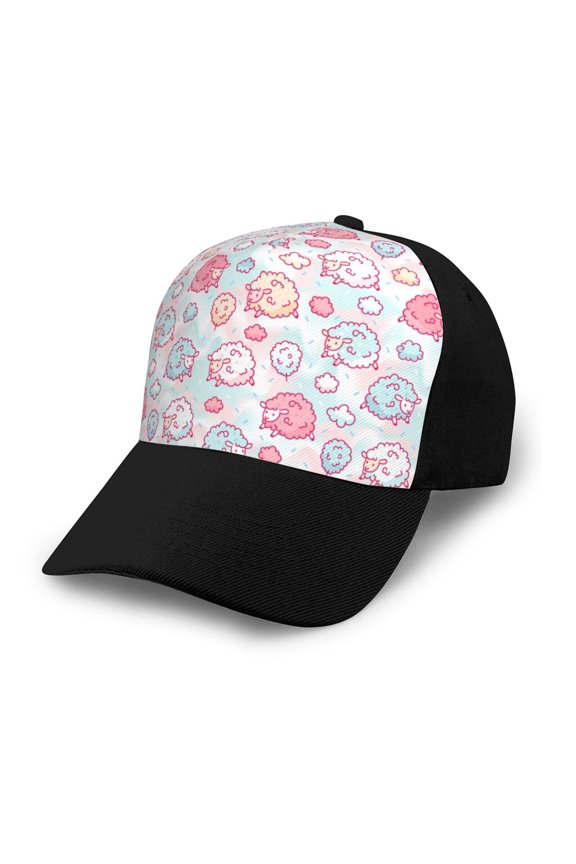 Cute Sheep print unisex vintage washed baseball cap, a soft and adjustable hat perfect for any casual style.