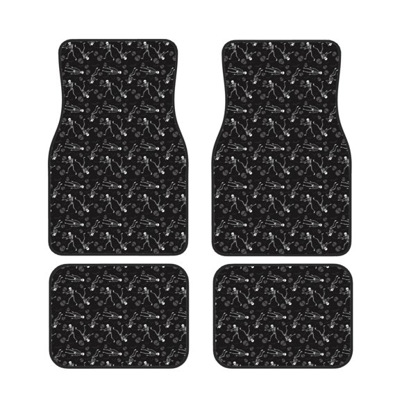 Xecao Cute Skull Print Car Foot Mat Set of 4 Pieces Neoprene All-Weather Dust-Proof Stain-resistantCar Interior Decorative mats Non-Slip Mats