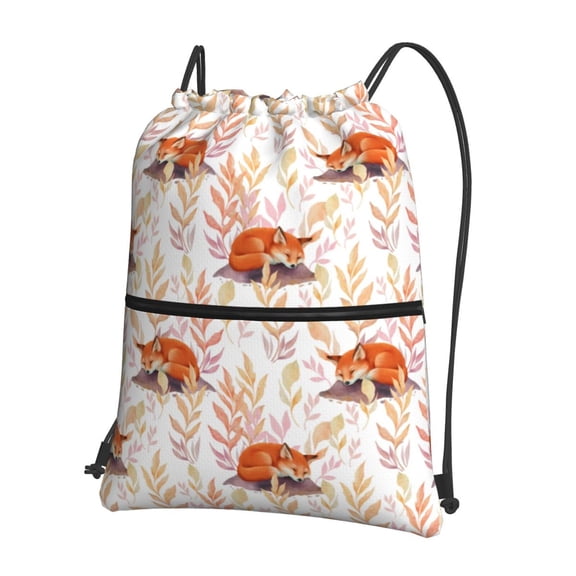 Xecao Cute Sleepy Fox for Drawstring Bags,Pull String Backpack Bags,String Bag Sackpack