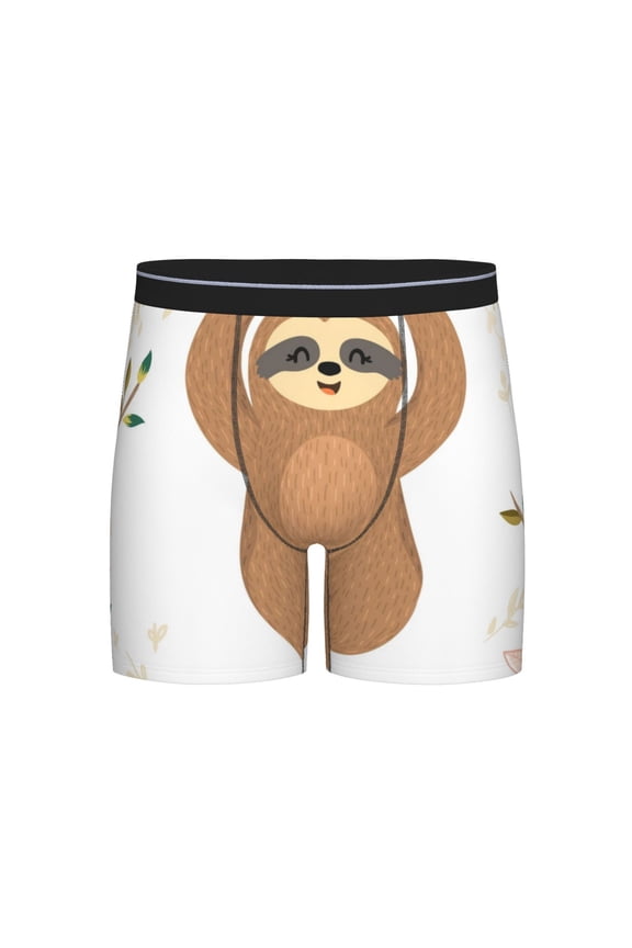 Cute Sloth In Yoga Pose Tree Print Boxer Briefs for Men's Stretch Moisture-Wicking Underwear, Mid-Rise Classics breathable fabric