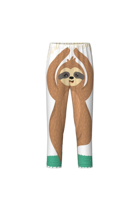 Cute Sloth In Yoga Pose Tree Print Teenagers' Pajama Pants Long Sleep Pants Soft Elastic Waist Pajama Bottoms Elastic waist with 2 Pockets 5-16 Years-Medium