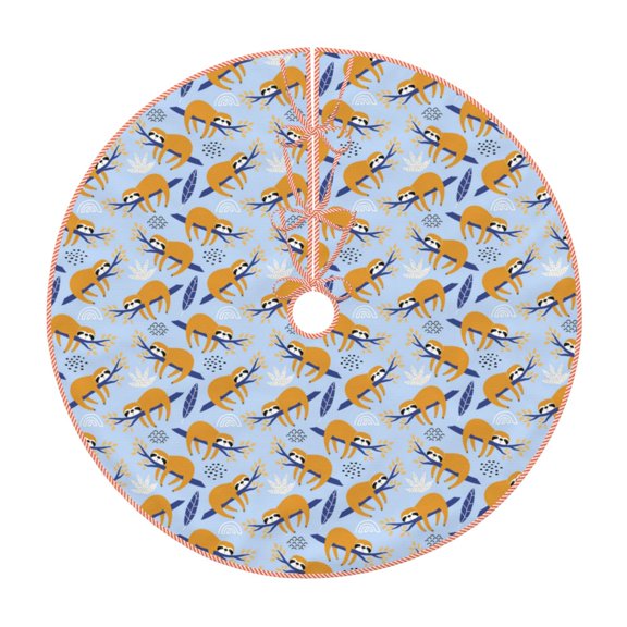 Xecao Cute Sloth Pattern Christmas Tree Skirt Holiday Part Decorations for Christmas Tree, Farmhouse Christmas Decor Xmas Holiday Home Party Decorations-36"