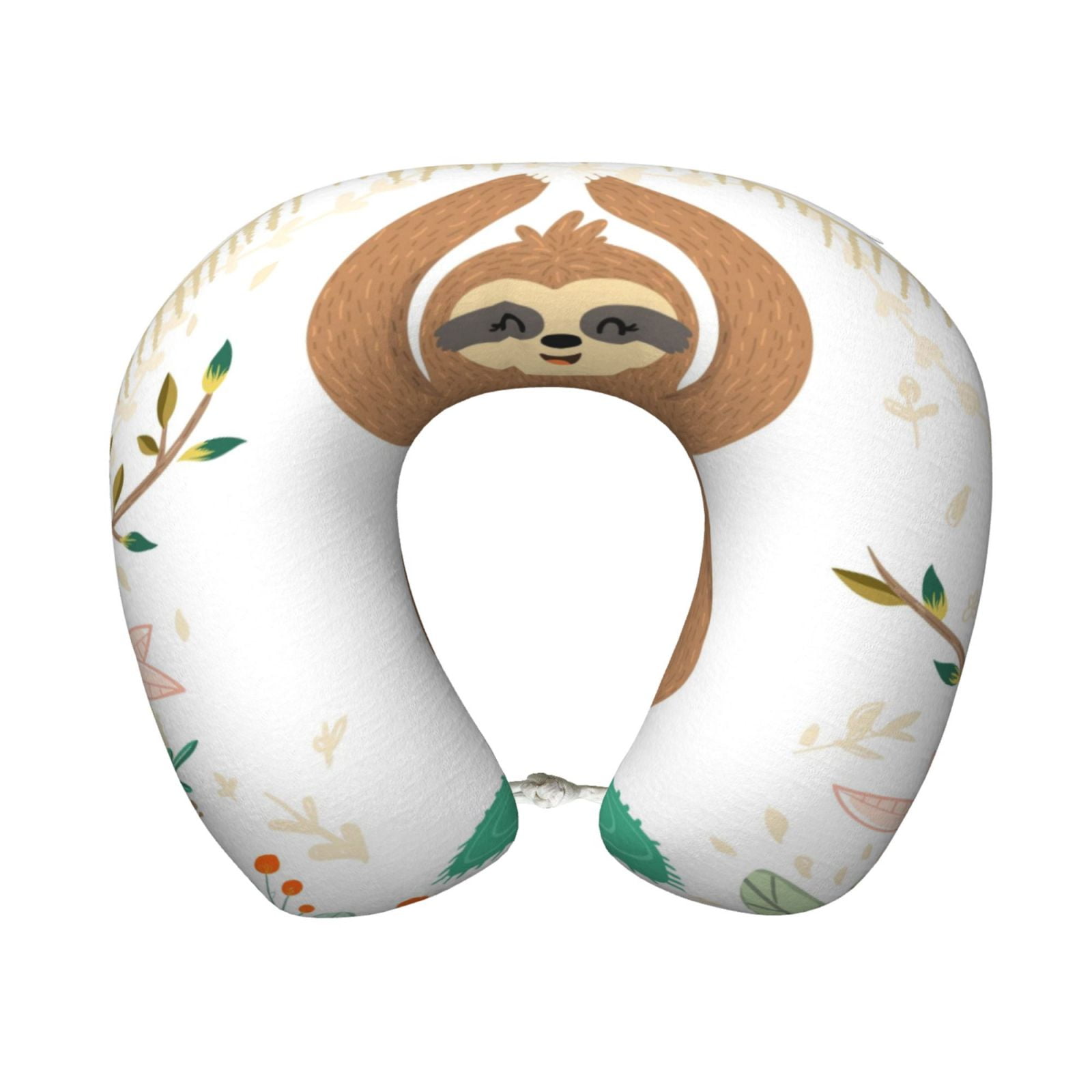 Xecao Cute Sloth In Yoga Pose Tree Print Memory Foam Cervical Neck Pillow Versatile U-Shaped Pillows for Home,Office,Camping,Travelling,Soft Washable Cover